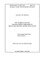 Thử nghiệm lâm sàng nhằm dự phòng nhiễm khuẩn trong thai trưởng thành có ối vỡ non