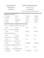 Đề kiểm tra giữa học kì 2 lớp 6 môn Tiếng Anh - Trực Ninh năm 2015