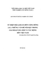Từ hiệp hội (ASEAN) đến cộng đồng (AC) những vấn đề nổi bật trong giai đoạn 2011-2020 và tác động đến việt nam