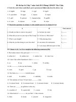 Đề thi học kì 2 lớp 7 môn tiếng Anh 2015 huyện Tân Châu