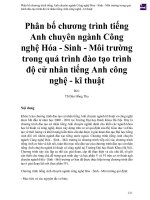 Phân bố chương trình tiếng anh chuyên ngành công nghệ hóa   sinh   môi trường trong quá trình đào tạo trình độ cử nhân tiếng anh công nghệ   kĩ thuật 