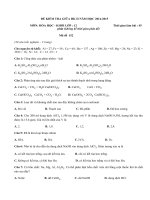 Đề kiểm tra giữa học kì 2 lớp 12 môn Hóa - THPT Phan Đăng Lưu năm 2015