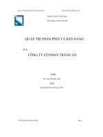 QUẢN TRỊ PHÂN PHỐI và bán HÀNG CÔNG TY cô PHẦN TRÀNG AN 