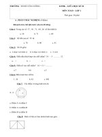 Đề kiểm tra giữa học kì 2 lớp 1 môn Toán - TH Hồ Văn Cường năm 2015