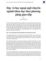 Dạy và học ngoại ngữ chuyên ngành khoa học theo phương pháp giao tiếp 