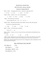 Đề thi học kì 2 lớp 5 môn Toán năm 2015