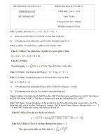 Đề thi học kì 2 lớp 12 môn toán Đồng Nai năm 2015