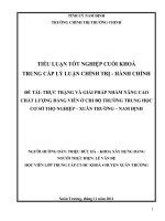 THỰC TRẠNG VÀ GIẢI PHÁP NHẰM NÂNG CAO CHẤT LƯỢNG ĐẢNG VIÊN Ở CHI BỘ TRƯỜNG TRUNG HỌC CƠ SỞ THỌ NGHIỆP – XUÂN TRƯỜNG – NAM ĐỊNH