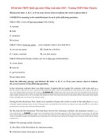 Đề thi thử THPT Quốc gia môn Tiếng Anh năm 2015 THPT Hàn Thuyên