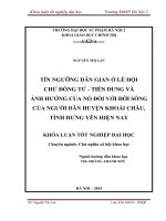 Tín ngưỡng dân gian ở lễ hội chử đồng tử   tiên dung và ảnh hưởng của nó đối với đời sống của người dân huyện khoái châu, tỉnh hưng yên hiện nay 