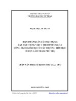 Biện pháp quản lý hoạt động dạy học tiếng Việt 1 theo phương án công nghệ giáo dục ở các trường tiểu học huyện Lâm Thao, Phú Thọ