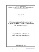 Nâng cao hiệu quả vốn chủ sở hữu tại công ty thoát nước và phát triển đô thị Thái Nguyên