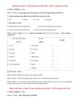 Đề thi học kì 1 lớp 6 môn Sinh THCS Lương Thế Vinh năm 2014