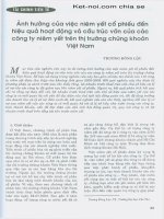 Ảnh hưởng của việc niêm yết cổ phiếu đến hiệu quả hoạt động và cấu trúc vốn của các công ty niêm yết trên thị trường chứng khoán việt nam 