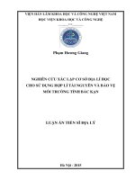 Nghiên cứu xác lập cơ sở địa lí học cho sử dụng hợp lí tài nguyên và bảo vệ môi trưởng tỉnh bắc kạn