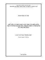 Giữ gìn và phát huy giá trị văn hóa dân tộc ở tỉnh hải dương trong bối cảnh kinh tế thị trường 
