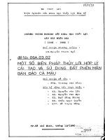 Một số biện pháp thủy lợi hợp lý cải tạo và sử dụng đất phèn mặn bán đảo cà mau