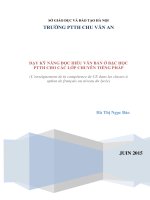 CHUYÊN đề môn TIẾNG PHÁP dạy kỹ NĂNG đọc HIỂU văn bản ở bậc học PTTH CHO các lớp CHUYÊN TIẾNG PHÁP 