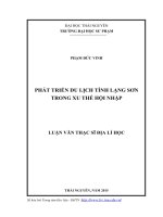 Phát triển du lịch tỉnh Lạng Sơn trong xu thế hội nhập