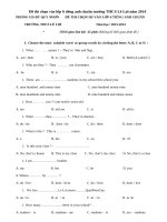 Đề thi chọn vào lớp 6 tiếng anh chuẩn trường THCS Lê Lợi năm 2014
