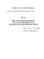 THỰC TRẠNG HOẠT ĐỘNG DỊCH vụ của các sản PHẨM DỊCH vụ tại NGÂN HÀNG NAM á CHI NHÁNH NHA TRANG 