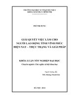Giải quyết việc làm cho người lao động tỉnh vĩnh phúc hiện nay   thực trạng và giải pháp