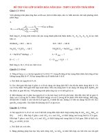 Đáp án đề thi môn Hóa vào lớp 10 THPT chuyên Thái Bình năm 2014