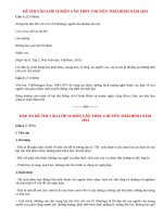 Đáp án đề thi vào lớp 10 môn Văn THPT chuyên Thái Bình năm 2014