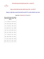 Đáp án đề thi môn Hóa khối B năm 2014 - mã đề 527