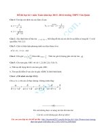 Đề thi học kì 1 môn Toán lớp 10 năm 2014 - THPT Văn Quán