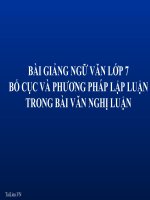 Bài giảng ngữ văn 7 bài 20 tự học có hướng dẫn bố cục và phương pháp lập luận trong bài văn nghị luận 3 