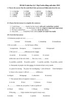 Đề thi 8 tuần học kỳ 1 lớp 9 môn tiếng anh năm 2014