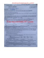 Đáp án đề thi môn Hóa khối B năm 2014 - mã đề 853