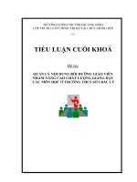 QUẢN LÝ NỘI DUNG BỒI DƯỠNG GIÁO VIÊN NHẰM NÂNG CAO CHẤT LƯỢNG GIẢNG DẠY CÁC MÔN HỌC Ở TRƯỜNG THCS SỐ I BẮC LÝ