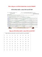 Đáp án đề thi môn Hóa khối A năm 2014 - mã đề 825