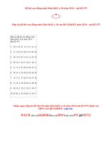 Đáp án đề thi môn Hóa cao đẳng khối A,B năm 2014 - mã đề 475