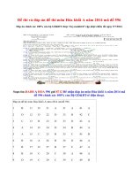 Đáp án đề thi môn Hóa khối A năm 2014 - mã đề 596