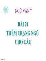 Bài giảng ngữ văn 7 bài 21 thêm trạng ngữ cho câu 13 