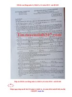 Đáp án đề thi môn Lý cao đẳng khối A,A1 năm 2014 - mã đề 628