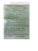 Đáp án đề thi môn Hóa khối B năm 2014 - mã đề 315