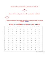 Đáp án đề thi môn Hóa cao đẳng khối A,B năm 2014 - mã đề 691