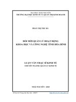 Đổi mới quản lý hoạt động khoa học và công nghệ tỉnh Hòa Bình