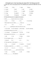 Đề thi giữa học kỳ 1 lớp 8 môn tiếng anh THCS Yên Phương năm 2014