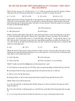 Đề thi thử đại học môn Sinh khối B lần 3 năm 2014 - THPT Trần Phú, Hải Phòng