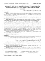 KIẾN THỨC THÁI ĐỘ VÀ NHU CẦU GIÁO DỤC VỀ GIỚI TÍNH CỦA HỌC SINH TRƯỜNG THCS NGÔ TẤT TỐ, Q.PHÚ NHUẬN, TPHCM NĂM 2008