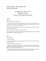 Đề thi học kì 2 môn Ngữ văn lớp 9 trường THCS Kim Mỗ, Đông Anh năm 2014  2015