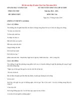 Đề thi tuyển sinh lớp 10 môn Văn 2014 tỉnh Cần Thơ