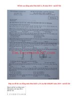 Đáp án đề thi cao đẳng môn Hóa khối A,B năm 2014 - mã đề 526