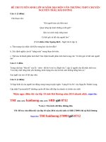 Đáp án đề thi vào lớp 10 môn Văn năm 2014 THPT chuyên Nguyễn Trãi, Hải Dương