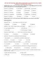 Đề thi thử đại học môn TIếng Anh khối D, A1 năm 2014 lần 2 THPT chuyên Vị Thanh, Hậu Giang